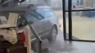 Shocking Video Shows Driver Crashing Into Car Dealership [upl. by Lambart]