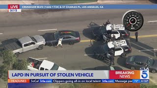 Police chase driver of stolen vehicle in Los Angeles [upl. by Pompei988]