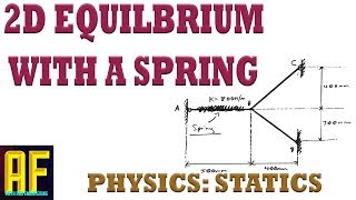 2D Equilibrium Example Problem With a Spring  Hookes Law [upl. by Adnole]