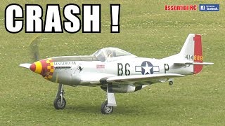 CRASH  Giant scale P51 Mustang DESTROYED on maiden flight [upl. by Alvis]