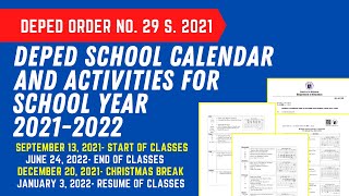 DEPED SCHOOL CALENDAR SY 20212022 [upl. by Roxana]