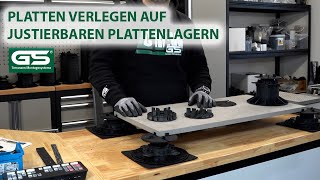 Platten Keramik Beton verlegen montieren auf justierbare Plattenlager Punktfundamente [upl. by Atnoed770]