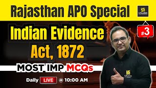 RPSC APO 2024  Assistant Prosecution Officer  Indian Evidence Act 1872 MCQs L3  Utkarsh Law [upl. by Wharton]