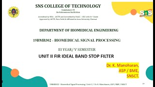 FIR BAND STOP FILTER COEFFICIENTS [upl. by Anirbas374]