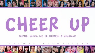 Kep1er NMIXX IVE LE SSERAFIM amp NewJeans quotCheer Upquot Lyrics Original by TWICE  2022 MAMA AWARDS [upl. by Sheepshanks]