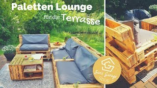 Paletten Lounge geflammt  schräge Rückenlehne  Palettenmöbel Anleitung DIY  Selber bauen [upl. by Bouchier111]