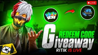 REDEEM CODE GIVEAWAY🥳FREE FIRE GIVEAWAY 🤑 Garena free freefirelive shortslive ritikff09 [upl. by Rramal346]