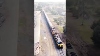 Victorian Railways C510 pulling past the Goorambat Silo Art travelling from Yarrawonga to Benalla [upl. by Drawets303]