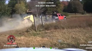 Stolen Ford F450 Pulling A Flatbed Trailer With A Skid Steer Runs From Arkansas State Police [upl. by Yht64]