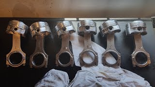 RB25DET Build  Assembling Forged Rods Pistons and Floating Wrist Pins [upl. by Aisul]