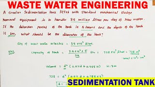 Sedimentation tank Solved design dimension of tank  design of sedimentation tank  waste water engg [upl. by Rossuck]