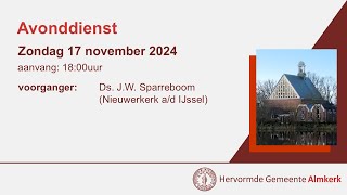 Avonddienst van zondag 17 november 2024  Hervormde gemeente Almkerk [upl. by Adnoved35]