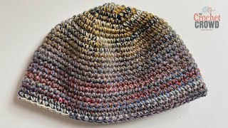 BEGINNER How To Crochet Neutral Mens Beanie Hat [upl. by Rhodie]