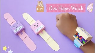 How to make easy paper watch  Box paper Watch  Paper watch  DIY school craft [upl. by Nyliret804]