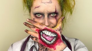 Joker inspired transition makeup look joker Halloween makeup short YouTube video [upl. by Goldshell201]