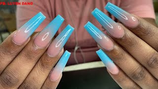 Acrylic Ombre Blue  Nails Tutorial [upl. by Miru40]