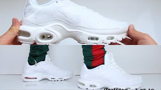 Nike Air Max Plus Triple White  UNBOXING amp ON FEET [upl. by Masterson]