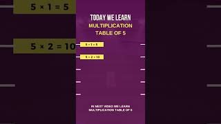 Today We Learn Multiplication Table of 5 table learning kidslearning [upl. by Kaiulani527]