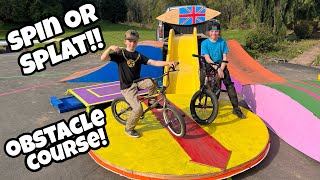 Spinning BMX Obstacle Course Spin or SPLAT [upl. by Skrap]