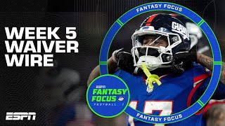 Week 5 Waiver Wire  Injury Updates  Fantasy Focus 🏈 [upl. by Castro]