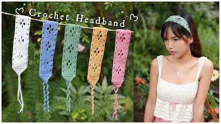 Crochet Floral Lace Headband Tutorial  Chenda DIY [upl. by Enineg98]