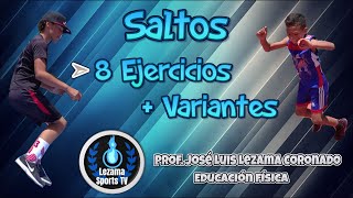 Saltos bipodales unipodales y combinados  8 Ejercicios  variantes  Conos y cintas  Secundaria [upl. by Yert]