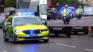 UK Traffic bikes and response car emergency lights  siren ft rumbler [upl. by Oba]