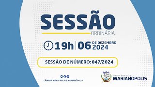 47º Sessão Ordinária  06122024  Câmara de Marianópolis do Tocantins  TO [upl. by Tifanie]