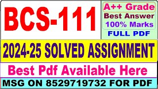 BCS 111 solved assignment 202425  bcs 111 solved assignment 2025 in English  ignou bcs111 2025 [upl. by Ryan]