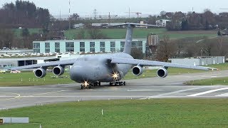 US Air Force C5 Super Galaxy landing and extreme short takeoff at Zurich Airport [upl. by Flo]