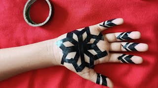 beautiful and stylish mehndi design using Cello tapeeasy trick mehndi design [upl. by Kcired]