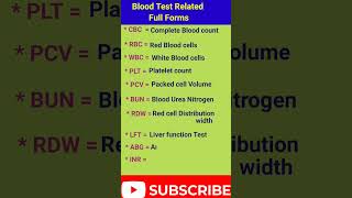 Blood Test Related full forms medicaltesting medicallaboratoeysciencevideos [upl. by Latoye697]