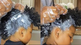 I Texlaxed My Daughter’s 4C Natural Hair And This Happened 😱 [upl. by Rawdon]