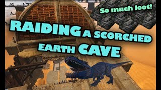 Raiding a Scorched Earth Cave  So much loot  ARK Official Server [upl. by Pudens305]