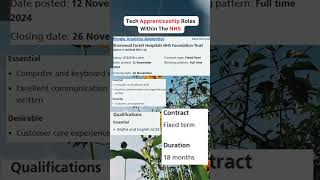 NHS Tech Apprenship RolesTech Apprenticeship JobsVisa Sponsorship [upl. by Asnarepse]