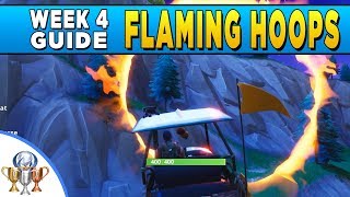 Fortnite All 5 Flaming Hoop Locations  Jump Through Flaming Hoops With a Shopping Cart or ATK [upl. by Waylen190]