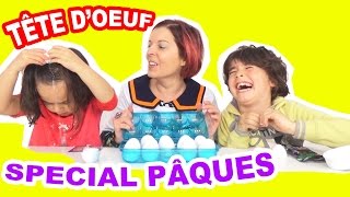 CHALLENGE TÊTE DOEUF spécial PÂQUES  OEUF SURPRISE vs OEUF qui ARROSE la TÊTE 😀  Démo Jouets [upl. by Eelrebma]