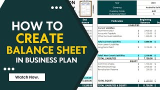 How to Create Balance Sheet in Business Plan [upl. by Farica]