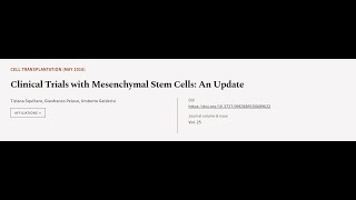 Clinical Trials with Mesenchymal Stem Cells An Update  RTCLTV [upl. by Claudia]