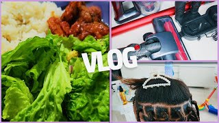 VLOG BRAIDING UNBOXING TEMU HAUL EATING [upl. by Mullac]