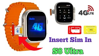 How To Insert Sim Card In S8 Ultra Smartwatch  S8 ultra smartwatch mai sim kaise lagaye s8ultra [upl. by Llesirg]