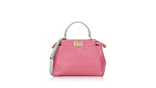 Fendi Mini Peekaboo Iconic Satchel Fluo Pink Oxygen Slate [upl. by Dougy700]