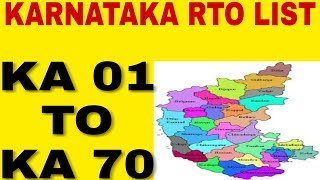 KARNATAKA STATE RTO LIST  KA 01 TO KA 70  karnataka rto vehicleregistration bangalore [upl. by Eseenaj]