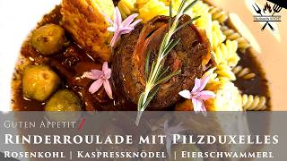 Rinderrouladen Rezept wie bei Oma–DuxellesFüllung amp SpeckRosenkohl Schmoren oder Schnellkochtopf [upl. by Ettenel202]