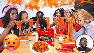 2X EXTREME SPICY RAMEN CHALLENGE  FAMILY CHALLENGE impossible challenge  father almost cried [upl. by Legnalos]