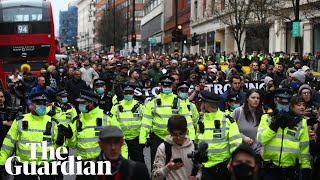 Violent scenes at antivaccination and antilockdown protest in London  Covid19 [upl. by Sicular396]