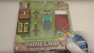 ASMR show unboxing Minecraft Steve action figure toy [upl. by Gentille604]