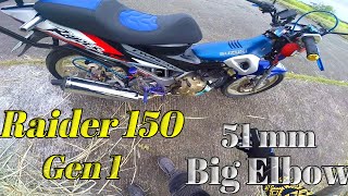 Raider 150 Gen1  Big Elbow 51 mm  New Breed Canister  Test Ride [upl. by Ahsenyt]