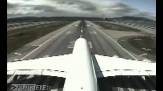 PilotsEYEtv  A380 Landung KSFO San Francisco  mit Kommentar des Kapitäns CC 24 languages [upl. by Amabil535]