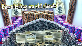 An Old golden shack stood no chance to the power of 100 quarters inside the high limit coin pusher [upl. by Keldah]